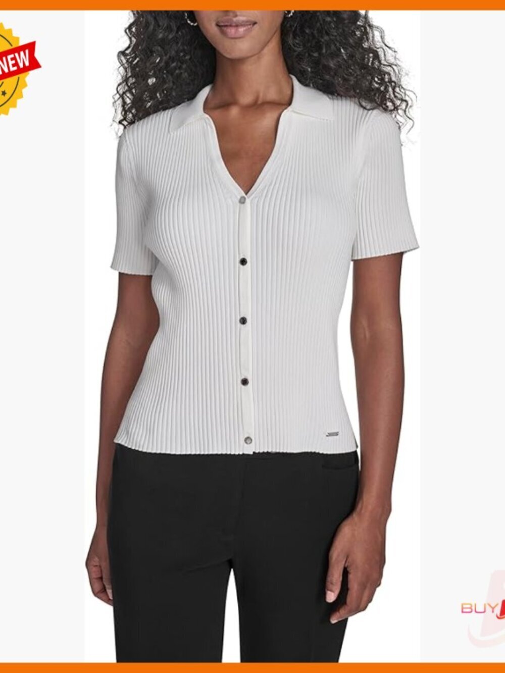 Short Sleeve V-Neck Blouse Regular Fit Nylon Rayon Work Casual